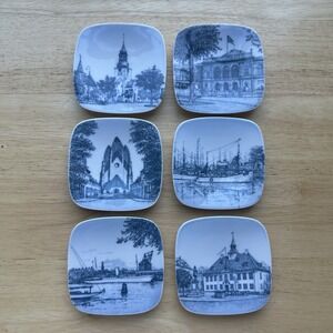 Vintage B&G Copenhagen Porcelain Kjeld Bonfils Mini Wall‎ Plate Denmark Lot Of 6